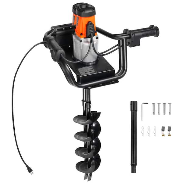 Electric Post Hole Digger, 5. 71in., 1500W Motor, 140 RPM Alloy Steel Earth Auger Drill Bit with 10. 24in. Extension Rod