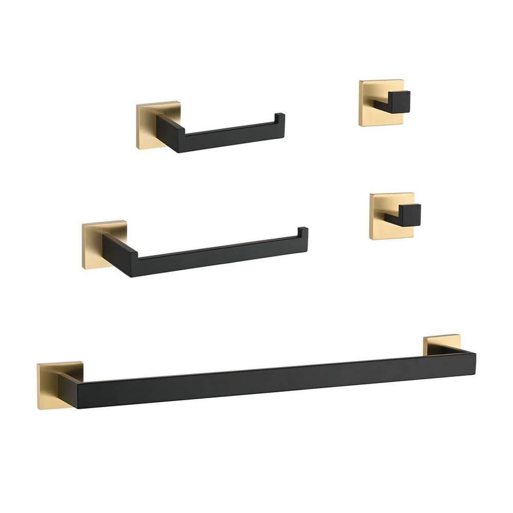 5-Piece Bathroom Hardware Set in Gold and Matte Black price history on PriceWatchPro