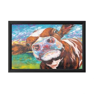 "Curious Cow I" by Carolee Vitaletti Framed with LED Light Animal Wall Art 16 in. x 24 in.