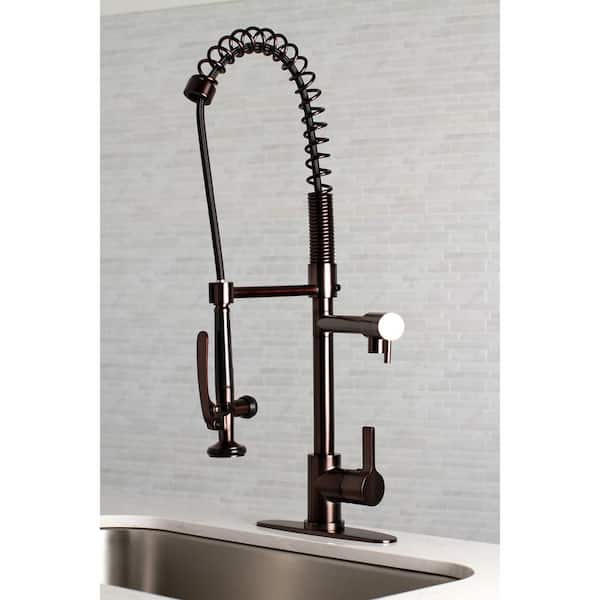 Single-Handle Pre-Rinse Spray Utility Pull-Down Sprayer Kitchen Faucet in Oil Rubbed Bronze
