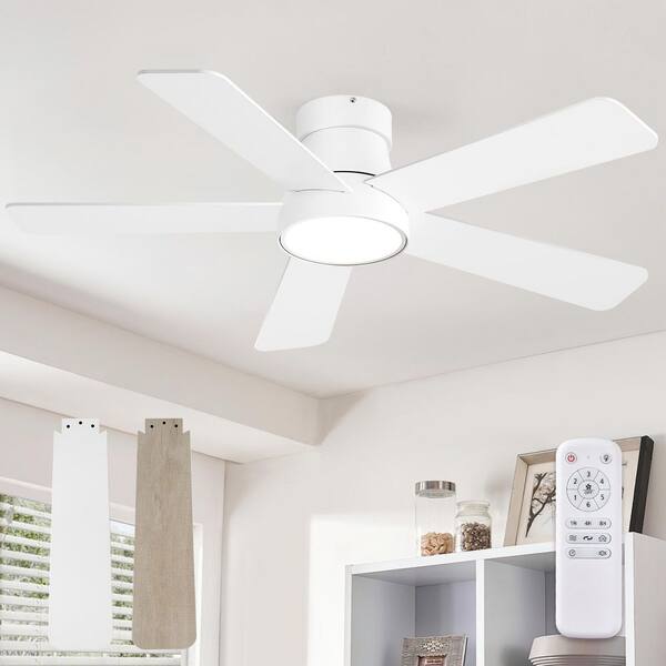 thumbnail image 2 of 42" Flush Mount LED Ceiling Fan With Light – Remote, 6 Speeds, 3CCT, Black 2 of 6