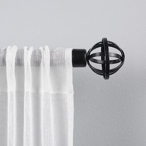 Jetson 66 in. - 120 in. Adjustable 1 in. Single Curtain Rod Kit in Matte Black with Finial