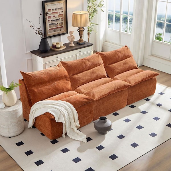 Accent Orange Polyester Armless Occasional Chair with Backrest for Living Room, Bedroom, Office, Single Seat