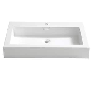 Livello 30 in. Drop-In Acrylic Bathroom Sink in White with Integrated Bowl