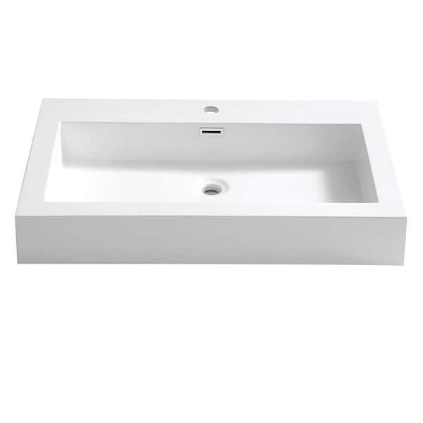 Fresca Livello 30 in. Drop-In Acrylic Bathroom Sink in White with Integrated Bowl