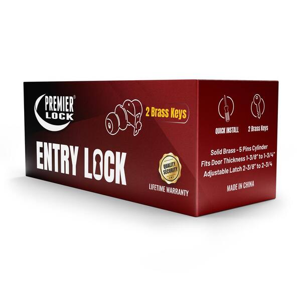 Premier Lock Matte Black Entry Door Knob with 6 KW1 Keys Keyed