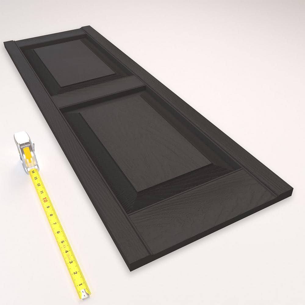 Tuxedo Grey 33"H Vinyl Raised Panel Shutters, Pair