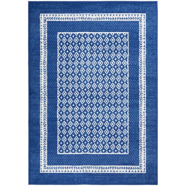 Nourison Whimsicle Navy 4 ft. x 6 ft. Geometric Contemporary Area Rug