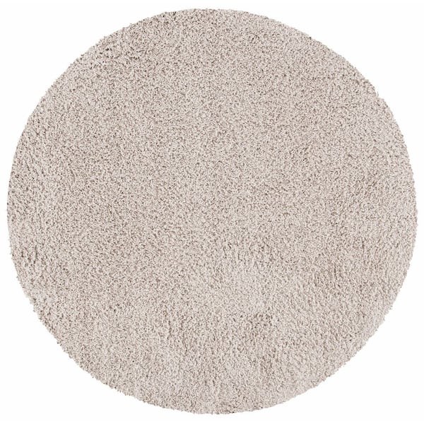 Venus Shag 8 ft. x 8 ft. Round Taupe Solid Color Area Rug