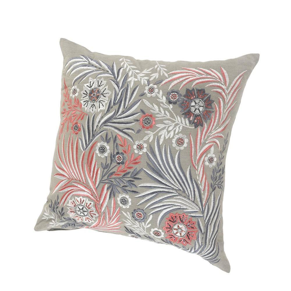 Floral Multicolor Cotton Square Throw Pillow Set