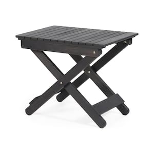 Malibu Dark Grey Rectangle Wood Folding Outdoor Side Table