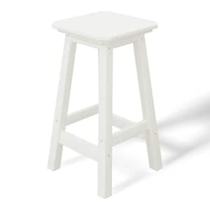 Laguna 24 in. HDPE Plastic All Weather Square Seat Backless Counter Height Outdoor Bar Stool in White