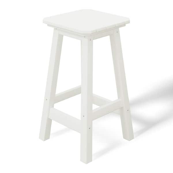 WESTIN OUTDOOR Laguna 24 in. HDPE Plastic All Weather Square Seat Backless Counter Height Outdoor Bar Stool in White
