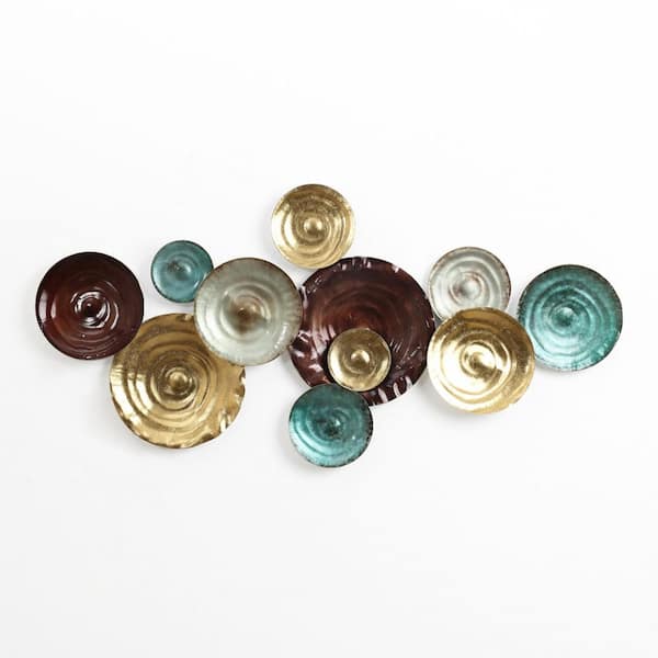 LuxenHome 22.83 in. H x 47.24 in. W Multi-Color Ripple Plates Abstract Metal Wall Décor