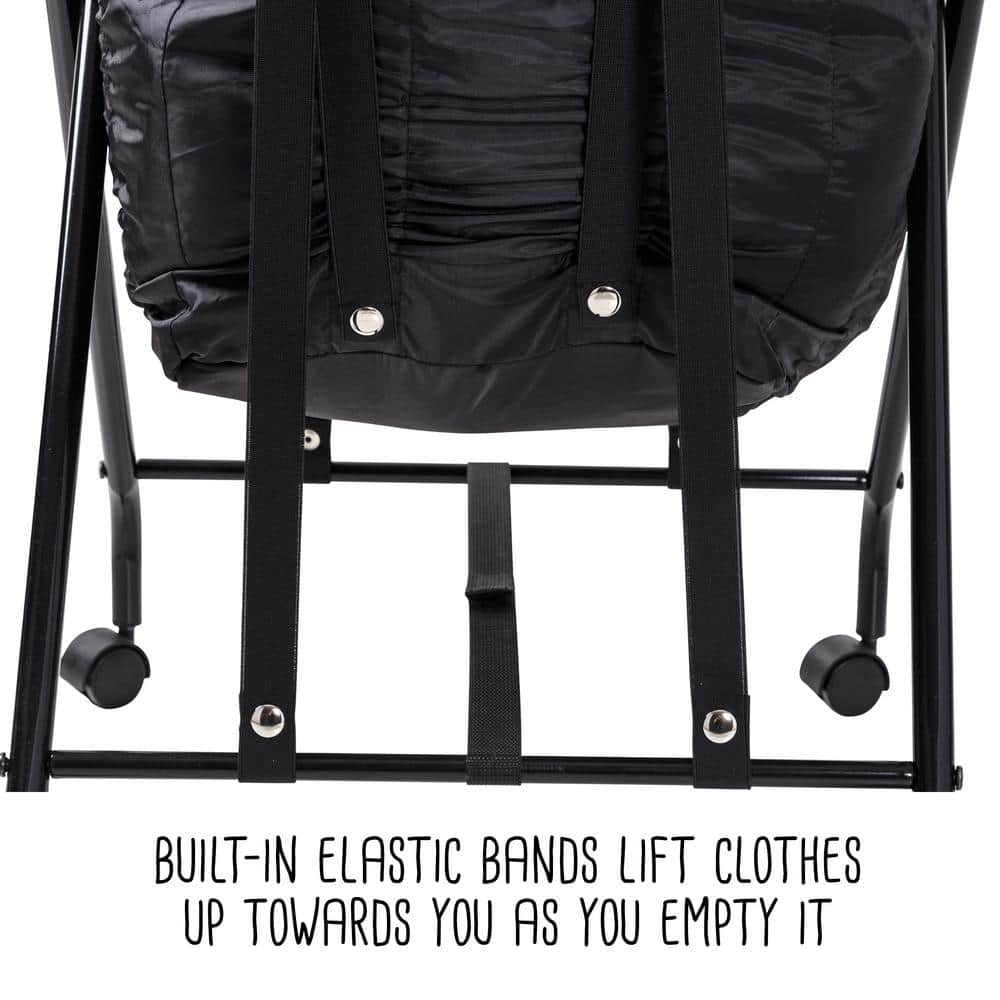 Black Collapsible Steel Frame Hamper with Wheels and Lid