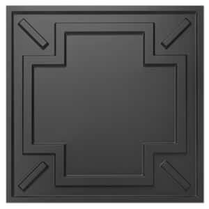 Black 2 ft. x 2 ft. Square PVC Drop Lay-In Glue up Ceiling Tiles 3D Wall Panel for Interior Wall Decor (48 sq. ft./case)