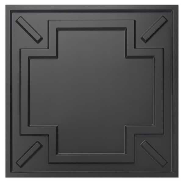 Art3dwallpanels Black 2 ft. x 2 ft. Square PVC Drop Lay-In Glue up Ceiling Tiles 3D Wall Panel for Interior Wall Decor (48 sq. ft./case)