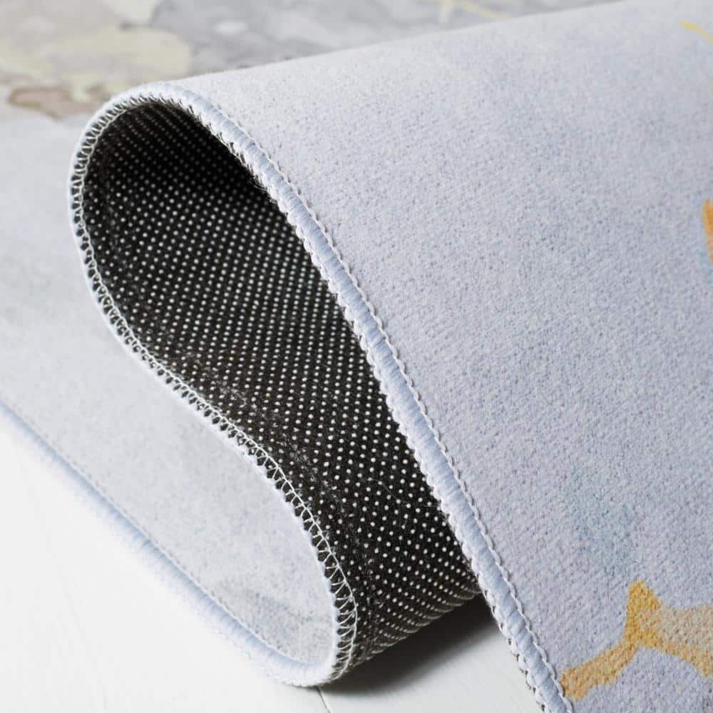 Gray and Beige Abstract Synthetic 6' x 9' Area Rug