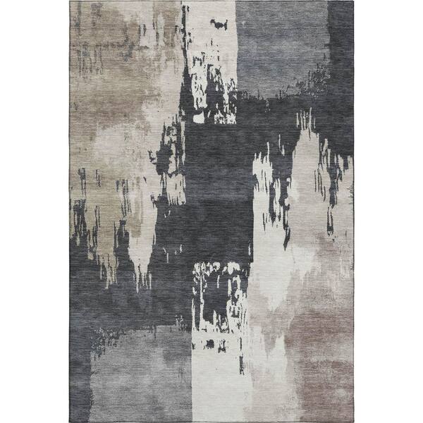Mayfield Premium Machine Washable Abstract AMF2347 Charcoal 9 ft. x 12 ft. Area Rug