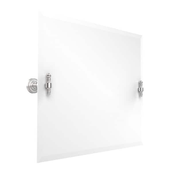Allied Brass Retro-Dot Collection 26 in. x 21 in. Rectangular Landscape Single Tilt Mirror with Beveled Edge in Satin Chrome