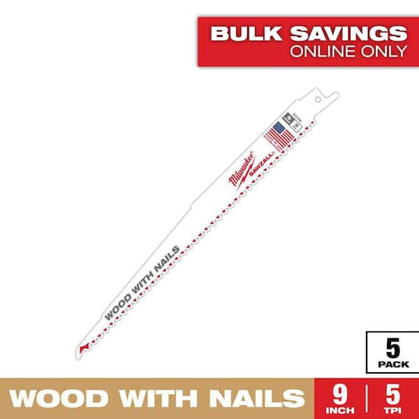 9 in. 5 TPI Thin Kerf Wood Cutting SAWZALL Reciprocating Saw Blades (5-Pack)