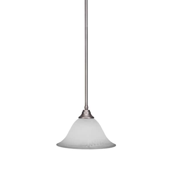 Unbranded Sparta 100-Watt 1-Light Brushed Nickel Bowl Mini Pendant Light with Glass Shade