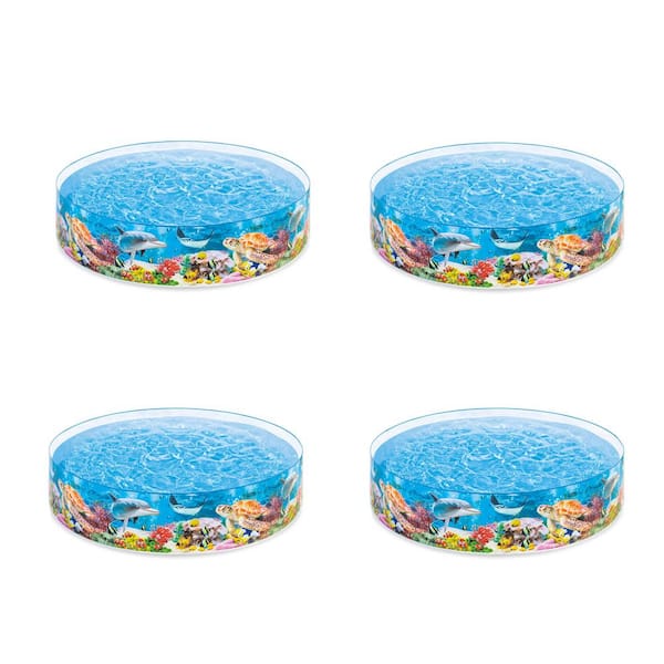 Intex 8 ft. Round 1.5 ft. D Multi-Colored Sea Blue Kids Instant Kiddie Swimming Pool (4-Pack)