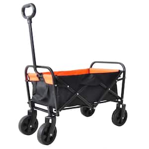 Mini 1.5 cu. ft. Black and Yellow Fabric Folding Garden Cart with Adjustable Handle for Garden, Beach, Shopping