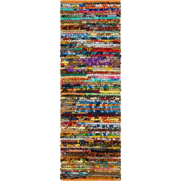 Unique Loom Layer Braided Chindi Rug Multi/Blue 2' 7 x 8' Runner