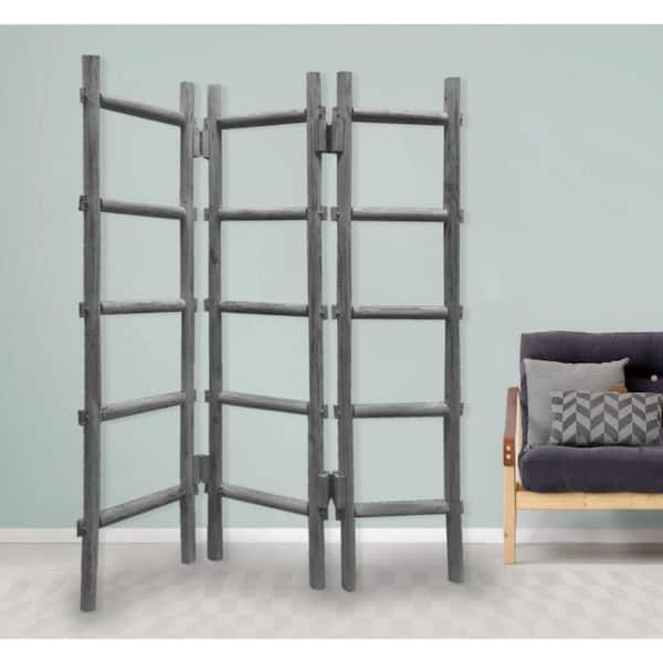 HomeRoots Mariana 59 in Gray Panel Wood Blanket Rack Screen Grey