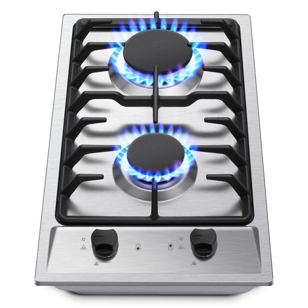 12 in. 2 burners Stainless Steel Gas Cooktop NG/LPG Convertible RV Stove with Thermocouple Protection price history on PriceWatchPro