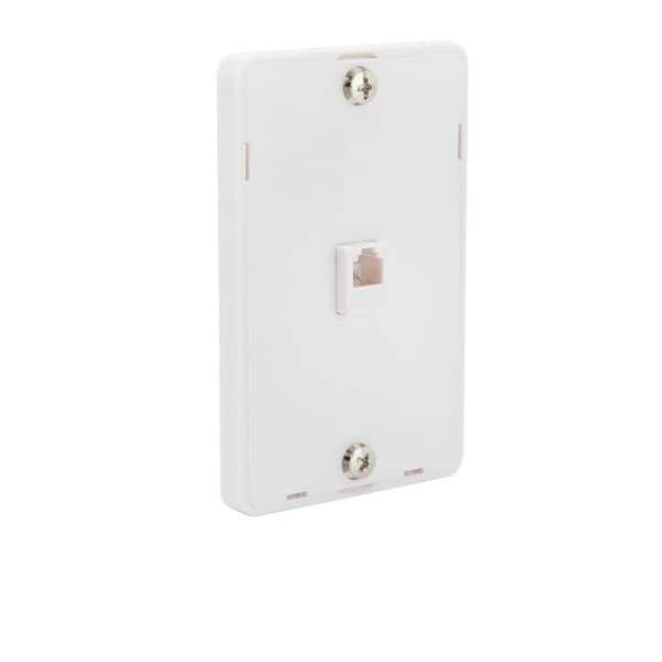 GE Phone Jack Duplex Wall Mount Plate 2 Telephone Outlet 4-Wire RJ11 White NEW 