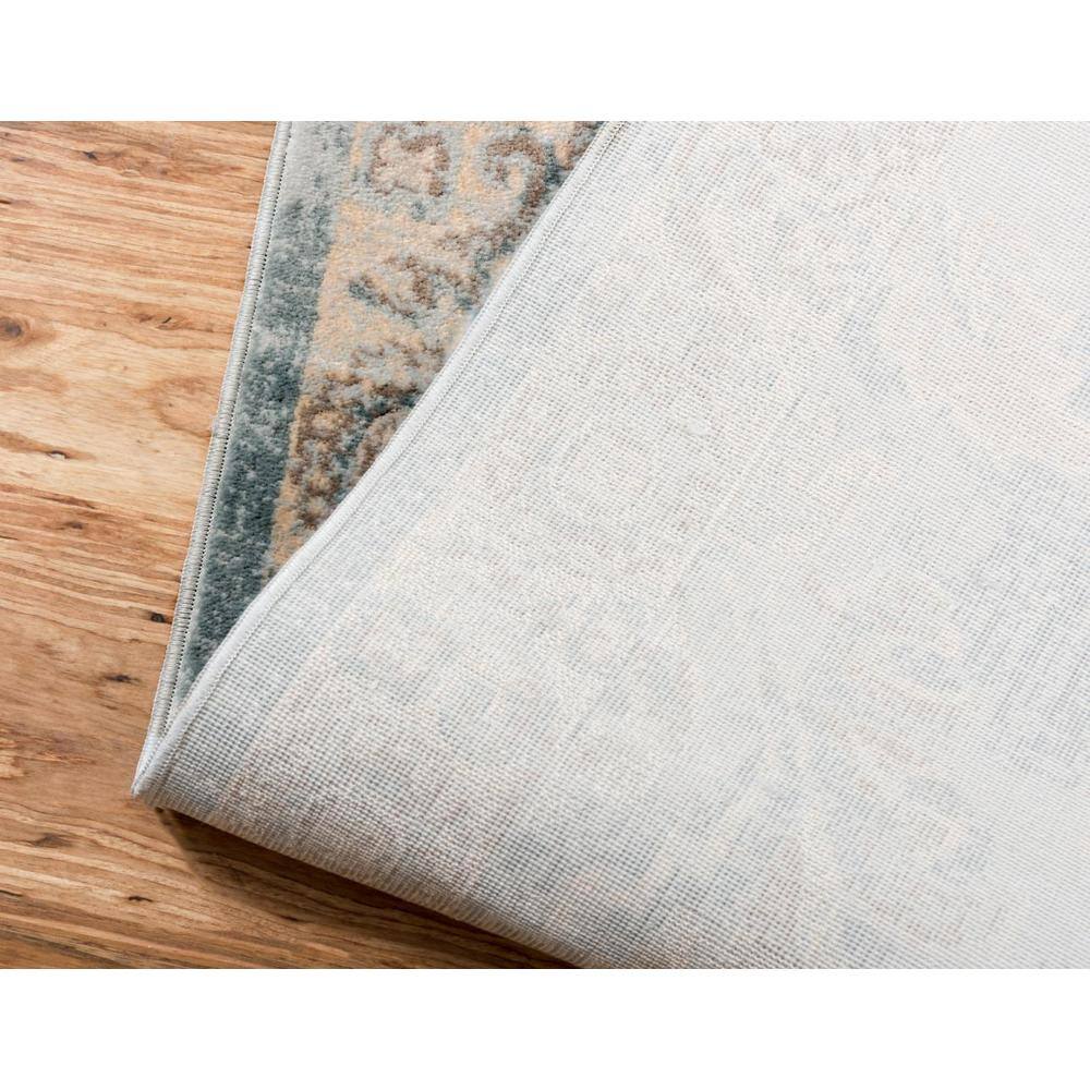 Serene Light Blue Floral Rectangular Easy-Care Rug 7' x 10'