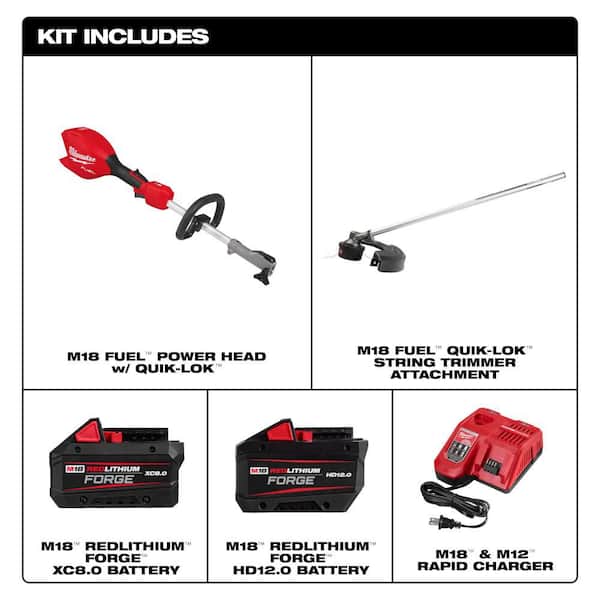 M18 FUEL 18V 16 in. Brushless Cordless Battery Powered QUIK-LOK String Trimmer w/ 12.0 Ah & 8.0 Ah Batteries, Charger