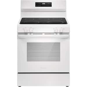 30 in. 5 Element Freestanding Electric Range in White with EvenTemp and Steam Clean