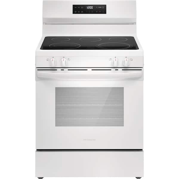 Frigidaire 30 in. 5 Element Freestanding Electric Range in White with EvenTemp and Steam Clean