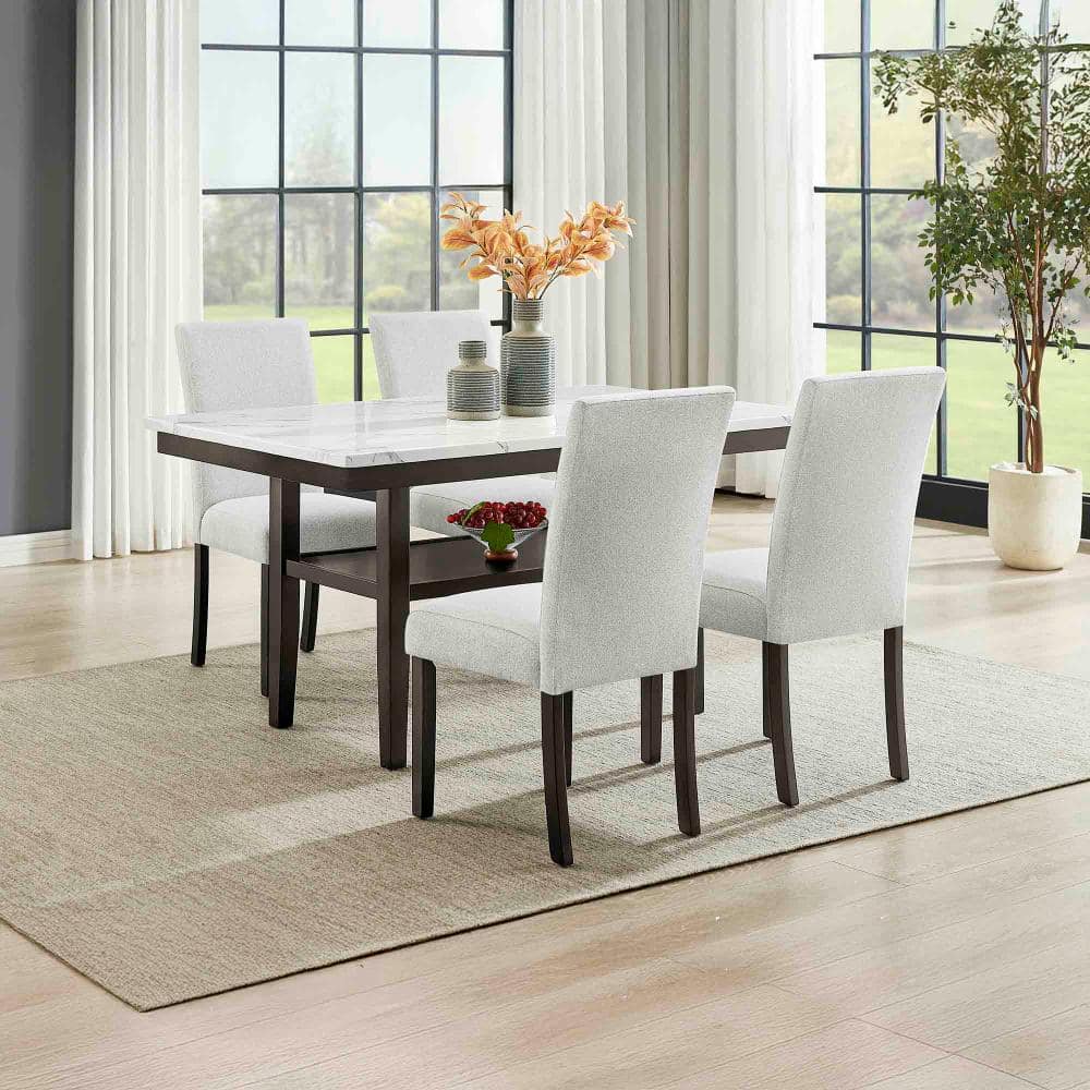 New Classic Furniture Carissa 5-Piece Wood Rectangle Dining Set in Stone price history on PriceWatchPro