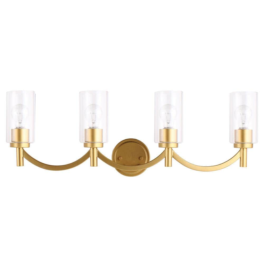 Eglo Lighting - Devora - Four Light Bath Vanity  Antique Gold Finish with Clear