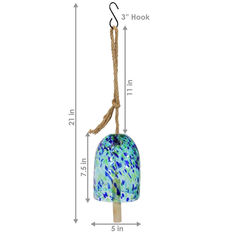 Blue and Green Speckled Glass Wind Chime Bell