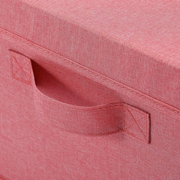 25 qt. Linen Clothes Storage Bin with Lid in Pink (2-Box)