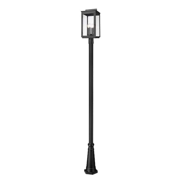 Hartwell 116.75 in. 4 light Sand Black Aluminum Hardwired Outdoor Marine Grade Post Light Set with No Bulb Included