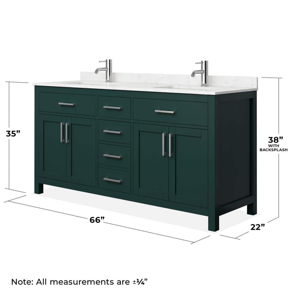 Beckett Green 66'' Freestanding Double Bathroom Vanity with Marble Top