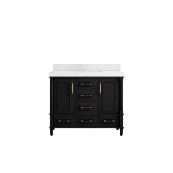 Willow Collections Hudson 42 in. W x 22 in. D x 36 in. H Bath Vanity in Black with 2 in. Empira Quartz Top