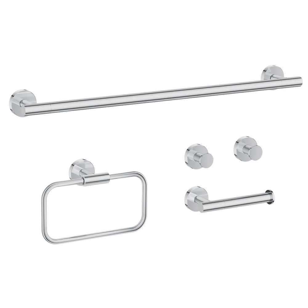 5-Piece Bath Hardware Set with Towel Rack, Toilet Paper Holder, Towel Ring and 2-Towel Hook Polished Chrome price history on PriceWatchPro