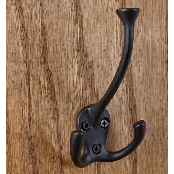GlideRite 4-1/2 in. x 2-1/2 in. Oil Rubbed Bronze Large Robe/Coat/Hat Tri- Hooks (10-Pack) 7011-ORB-10 - The Home Depot