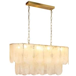 8-Light Modern Chandeliers for Dining Room, Luxury Transparent Rectangular Crystal Pendant Light, Bulbs Included