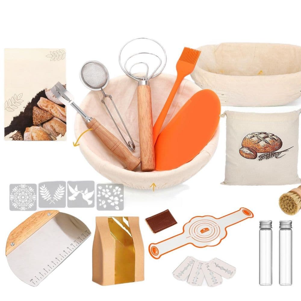 Kitchen Baking Natural Rattan Complete Sourdough Bread Making Starter Tool Kit for Bakers Modern Home and Kitchen price history on PriceWatchPro