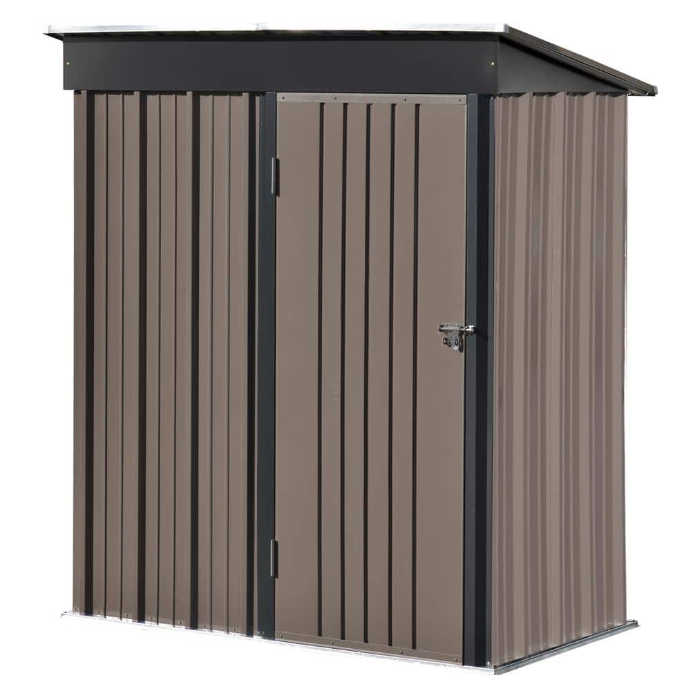 5 ft. W x 3 ft. D Metal Brown Shed 14.4 sq. ft. with Lockable Door for Back