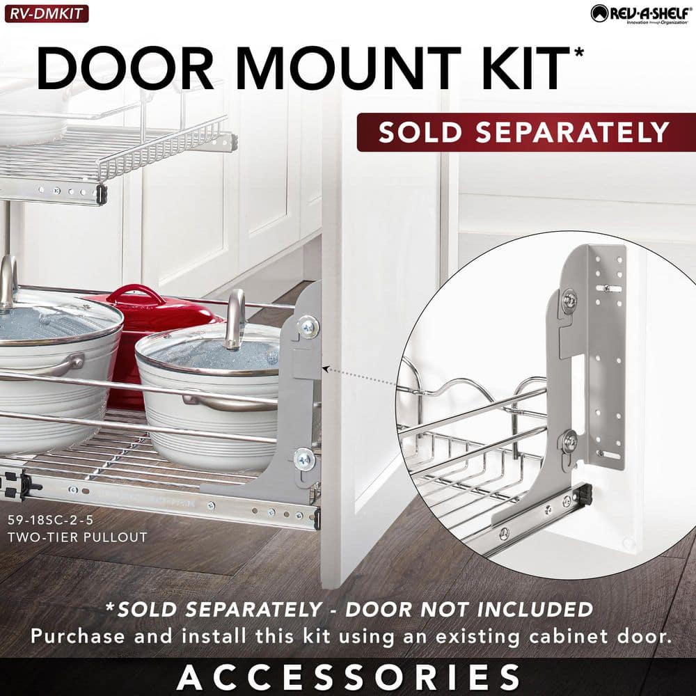 Chrome 2-Tier Wire Basket Pull Out Shelf for Cabinets