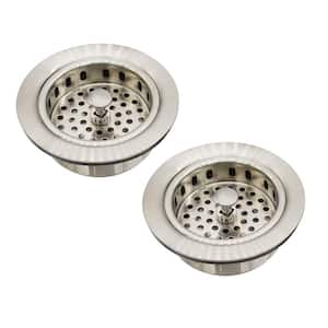 3-1/2 in. Post Style Kitchen Sink Basket Strainer in Stainless Steel (2-Pack)